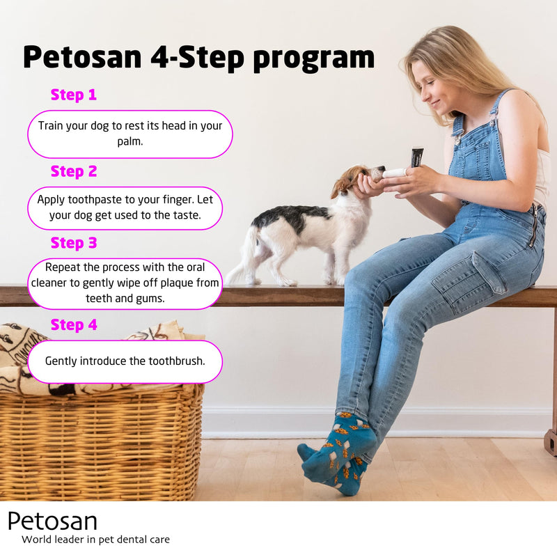 Petosan Complete Dental Kit for Medium Dogs - Veterinarian-Approved Toothbrush, Toothpaste, and Oral Cleaner Set - Promotes Healthy Gums, Controls Tartar, and Fights Bad Breath Medium 15-34 Pound