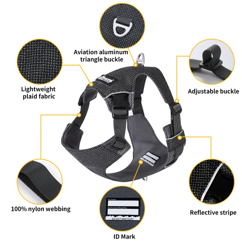 LIOPARD Dog Harness, Easy Walk Pet Harness No Pull with 2 Leash Clips, Reflective Running Soft Padded Adjustable Puppy Vest, Heavy Duty Seatbelt Harness for Car for Small Dogs (Yellow, XL) yellow - PawsPlanet Australia