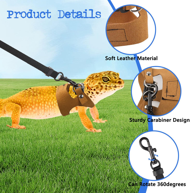 3 Pack Bearded Dragon Leash and Harness Set, Adjustable Bearded Dragon Leashs with Traction Rope Leash for Bearded Dragons Lizards and Other Small Reptiles (3 Sizes) - PawsPlanet Australia