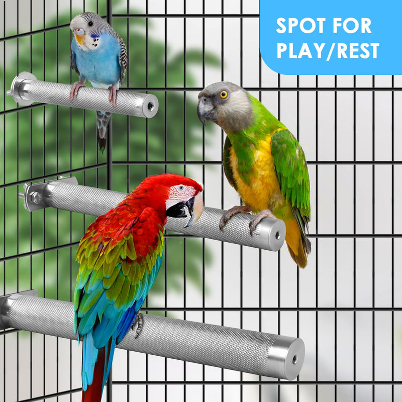 KATUMO Parrot Perch - Stainless Steel African Grey Perch Bird Cage Accessories for Small to Large Parrots (11.8 x 1.2 inch) L: 11.8 x 1.2 inch - PawsPlanet Australia