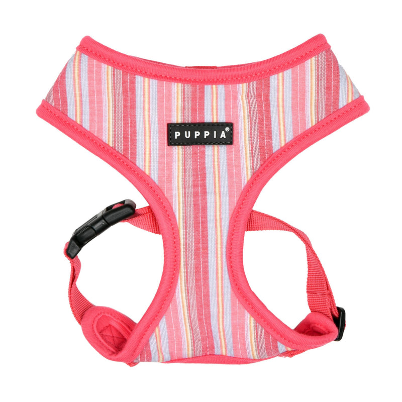 Puppia Theros Dog Harness A (Over-The-Head) Fashionable Striped Pattern Spring Summer Harness for Small and Medium Dogs, Pink, Small PINK_THEROS - PawsPlanet Australia