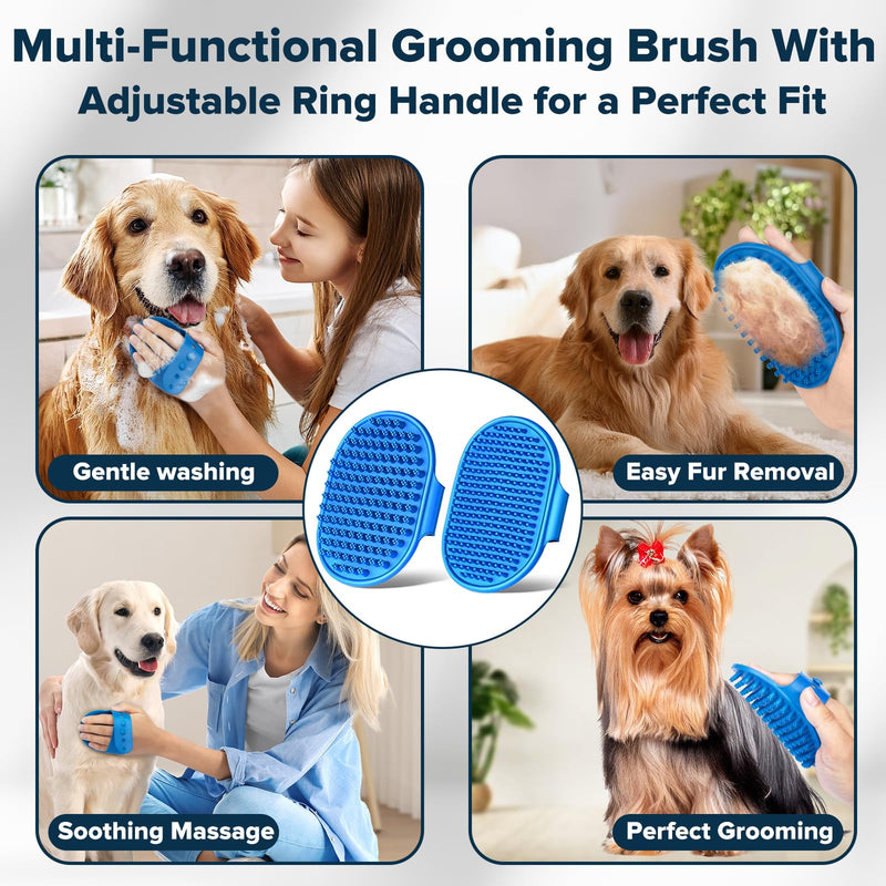 6PCS Pet Grooming Kit for Dogs,Cats and Horses | Dog Washing Gloves | Dog Bath Brush | Dog Bath Gloves | Dog Shampoo Brush | Pet Grooming Gloves | Dog Bath Supplies (Navy Blue) A-Navy Blue - PawsPlanet Australia