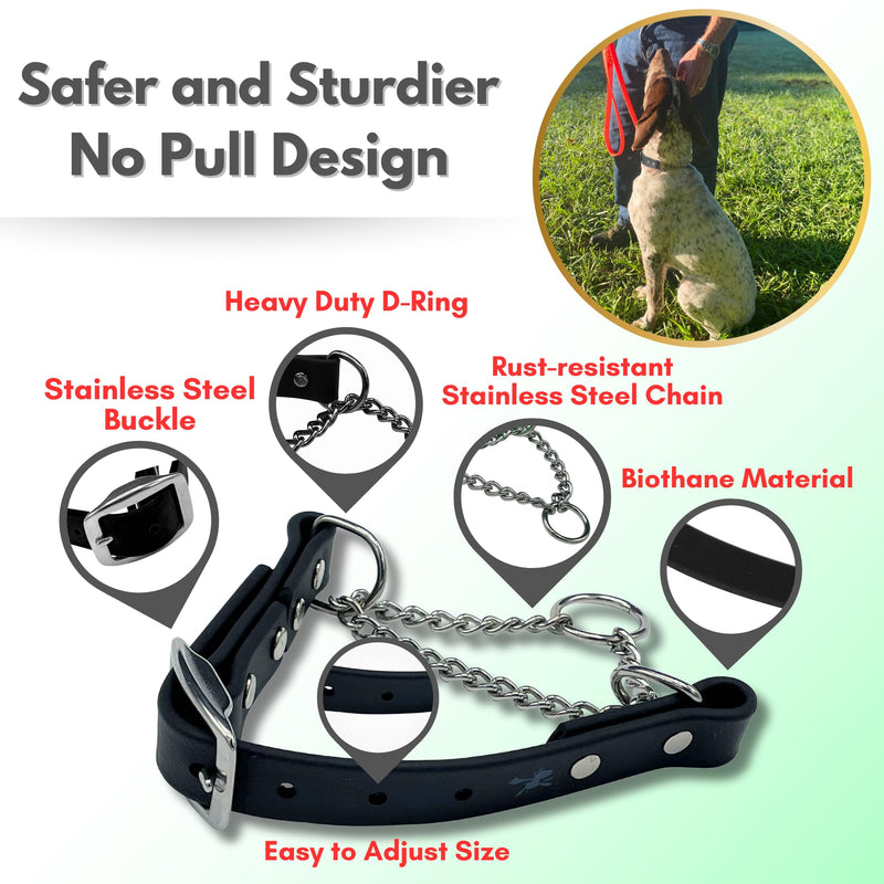 Martingale Collar for Dogs, Biothane, Stainless Steel Hardware, No Pull, Made in The USA, Professional Grade. Small, Black - PawsPlanet Australia