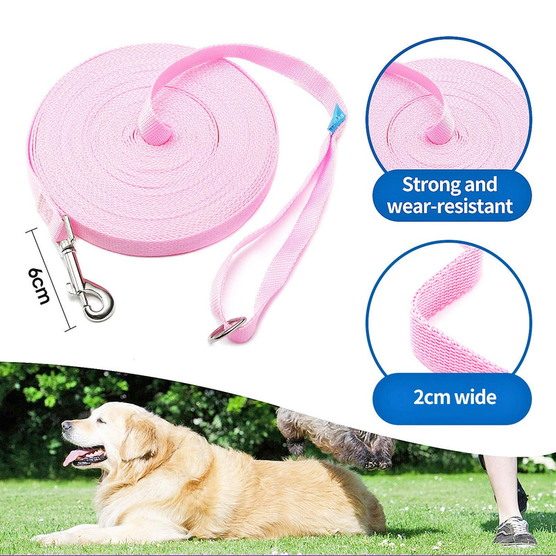 BAAPET 15/20/30/50/100 ft Long Dog Training Leash with Clickers for Small, Medium and Large Dogs or Cats (15 Feet, Pink) 15 Feet - PawsPlanet Australia
