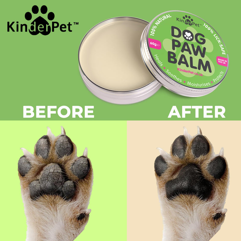 Dog Paw Balm Heal Soothe Moisturise Protect Cracked Dry Damaged Paws Lick-Safe 100% Organic All Natural Ingredients Made in the UK 60g - PawsPlanet Australia