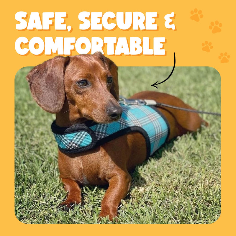 Bark Appeal Red Plaid Wrap N Go Dog Harness for Small-Medium Pets – Soft Solid Mesh Vest Harness for Dogs, Puppies, Kittens & Cats – Easy Buckle-Free Design for a Comfortable Fit – Medium - PawsPlanet Australia