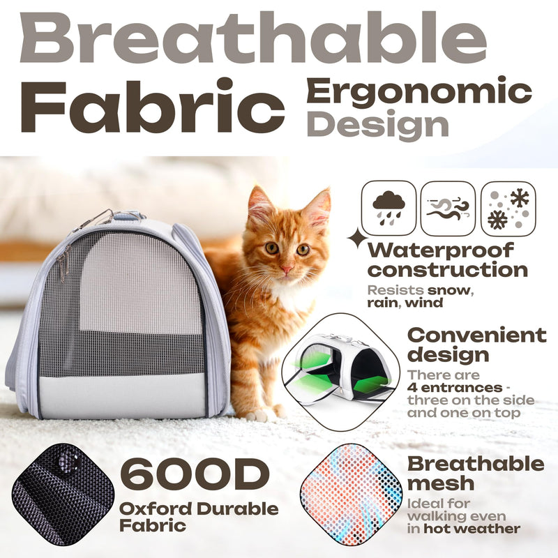 Small Pet Carrier for Cats, Rabbits, Guinea Pigs – Airline Approved Soft-Sided Travel Bag, Lightweight Dog Carrier, Ventilated & Foldable (Up to 10 lbs, Beige) - PawsPlanet Australia