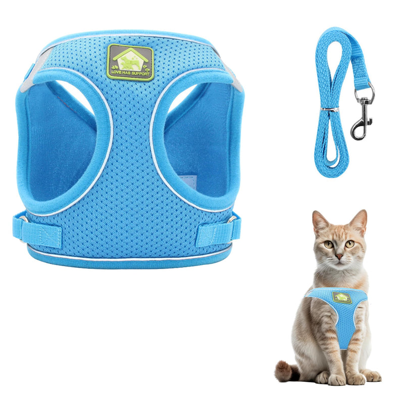 Soft Small Dog Harness and Leash Set Step in Air Mesh Puppy Harness Leash Reflective Adjustable Puppy Vest for Small Dogs Cats. (Black, XS) Black - PawsPlanet Australia