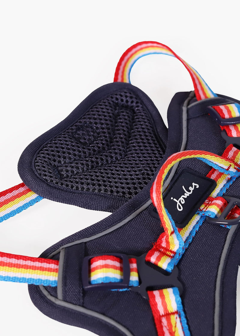 Rosewood x Joules Rainbow Stripe Dog Harness, Medium, Adjustable Padded Reflective Harness with Handle for Walking, Training & Control for Medium Dogs - PawsPlanet Australia