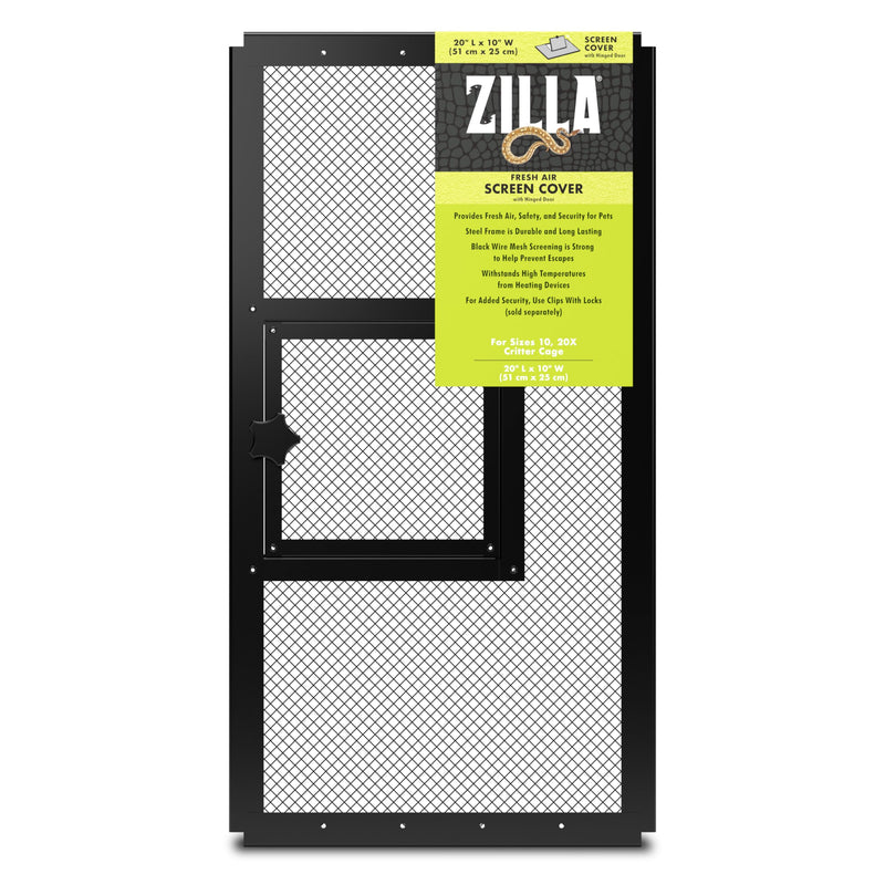 Zilla Pet Reptile Terrarium Fresh Air Screen Cover with Hinged Door 20" x 10" 20" x 10"