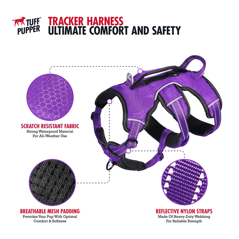 Tuff Pupper Escape Proof No Escape Dog Harness | 5 Point Adjustable Fit Harness for Dogs | Padded Dog Harnesses | Handle Dog Lift Harnesses Large Purple - PawsPlanet Australia