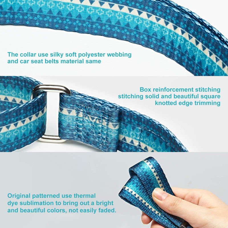 Martingale Dog Collar No Pull Pet Collar Heavy Duty Dog Martingale Collars Silky with Unique Geometric Pattern for Medium and Large Dogs (Large, Turquoise) Large: 17"-25", 1" Wide
