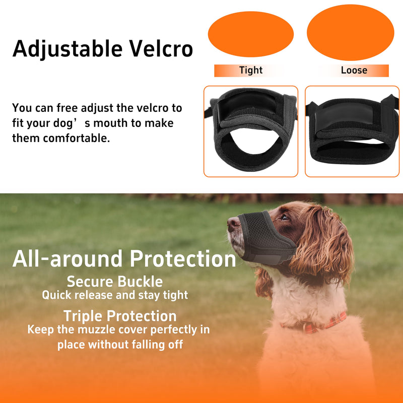 Dog Muzzle, Breathable Nylon Muzzles for Small Medium Large Dogs, Soft Air Mesh Pet Muzzles Anti Chewing Allow Eating Drinking, Adjustable Puppy Mouth Cover Prevent Biting 6 Sizes, Black, XS X-Small - PawsPlanet Australia