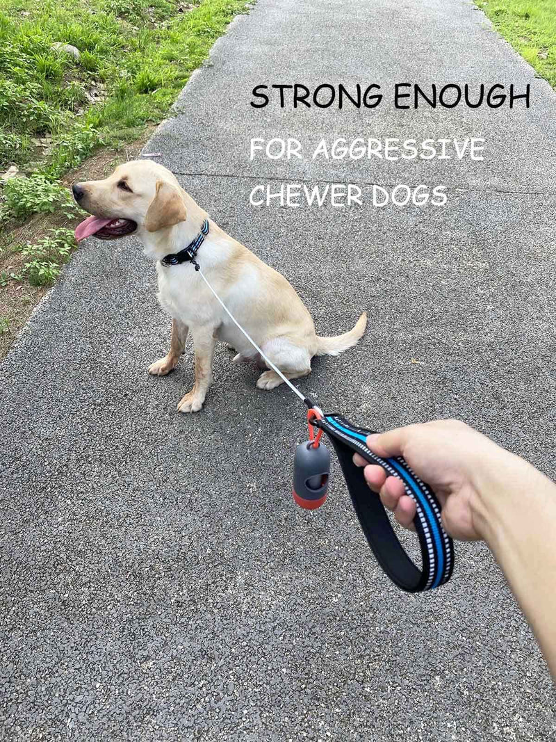 Chew Proof Dog Leash, 5 ft Steel Cable Lead with Reflective Soft Padded Handle, Waterproof Cable - Black - PawsPlanet Australia