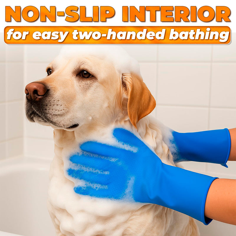 Cat & Dog Washing Gloves for Bathing – 2-in-1 Design Dog Scrubbing Gloves for Grooming, Massaging, and Paw Cleaning Blue - PawsPlanet Australia