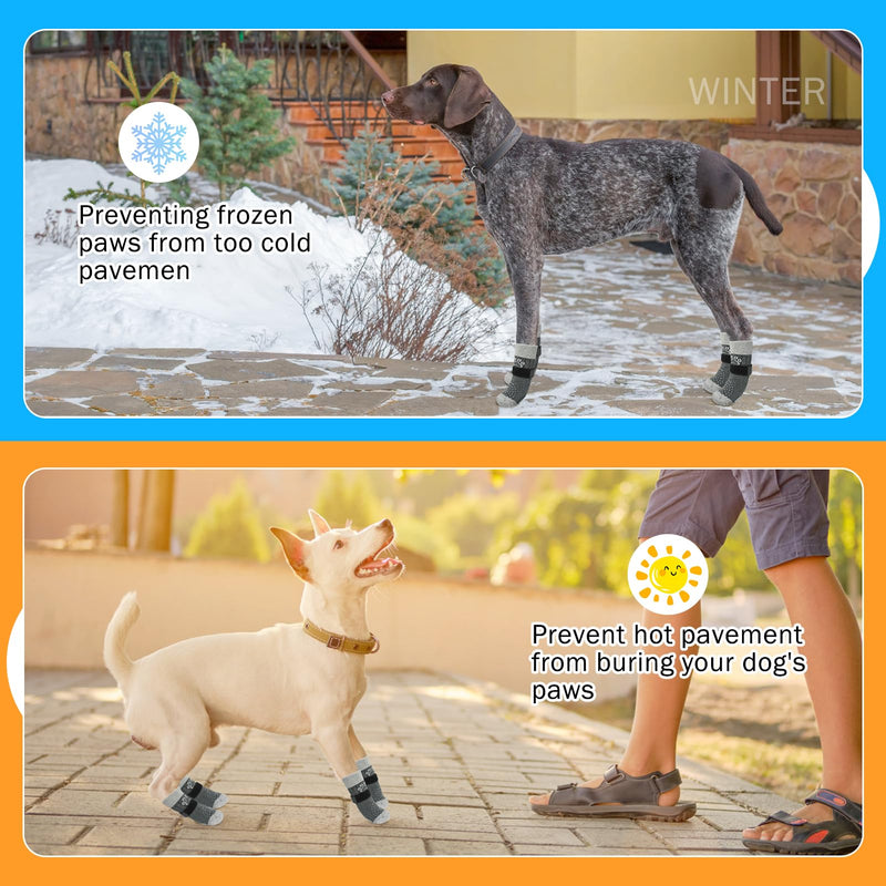 SCENEREAL Dog Socks to Prevent Licking Paws for Hardwood Floors Anti Slip, Dog Grippy Boots Shoes for Hot/Cold Pavement, Paw Protectors with Grippers for Small Medium Large Senior Dogs S(Pack of 4) Grey Pearl Paw - PawsPlanet Australia