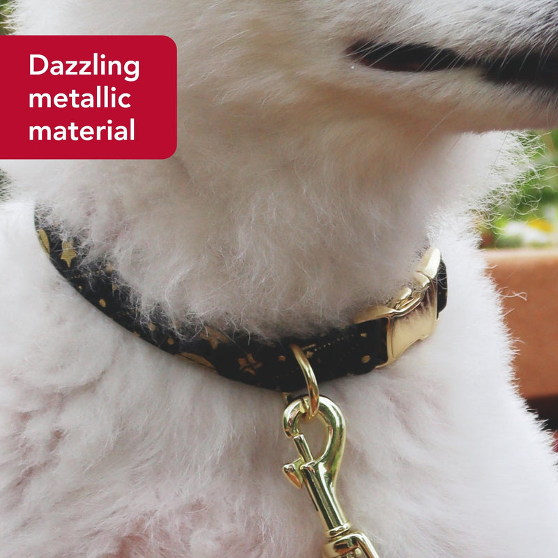 Coastal Pet Accent Metallic Adjustable Dog Collar - Comfortable Dog Collar - Sturdy Metal Buckle - Functional & Aesthetic for Pets - Bright Black Galaxy, 5/8" x 12"-18" 5/8" x 12"-18" (Pack of 1) - PawsPlanet Australia