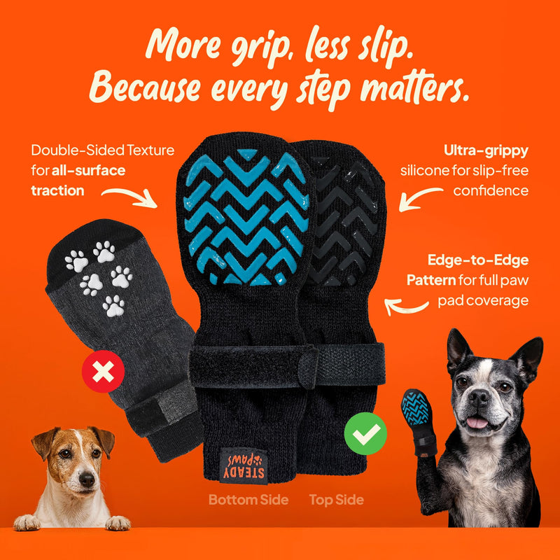 Anti-Slip Socks for Dogs - Breathable & Washable Non Slip Grippy Socks, Rubberized Paw & Adjustable Strap, Secure Fit to Prevent Slipping, Paw Protection for Senior Dogs, 4 Pack (Size M)
