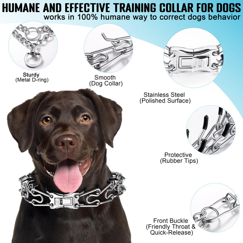 MOZETO Dog Collar, Adjustable Quick Release Stainless Steel Dog Training Collar with Metal Buckle for Small Medium Large Dogs Silver Neck Girth 16.9"-22.2" - PawsPlanet Australia