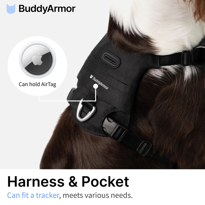 Dog Harness, Lightweight No Pull Vest Harness, Pet Harness with Pocket, Dog Vest with Two Leash Attachment, Dog Training Harness for Outdoor Walking Running, Hiking (Midnight Black, M) Midnight Black - PawsPlanet Australia