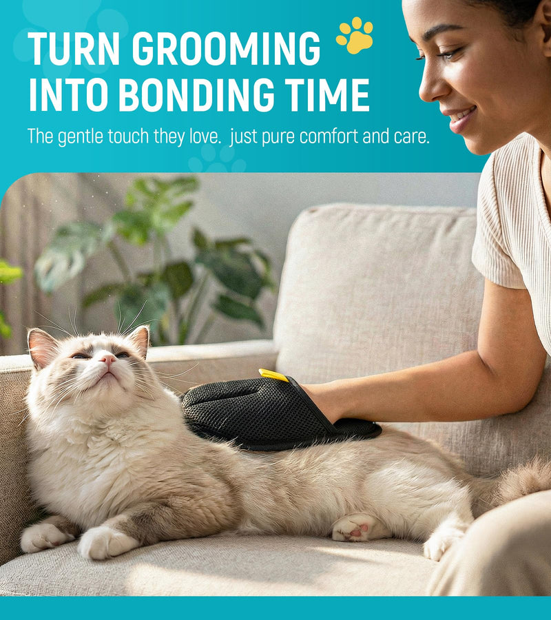 Pet Hair Removal Glove for Dogs & Cats - Upgraded Reusable Electrostatic Pet Hair Glove, Pet Hair Remover Tool for Laundry, Couch, Carpet & Car Seat, Gentle Grooming Mitt Balck/Blue - PawsPlanet Australia