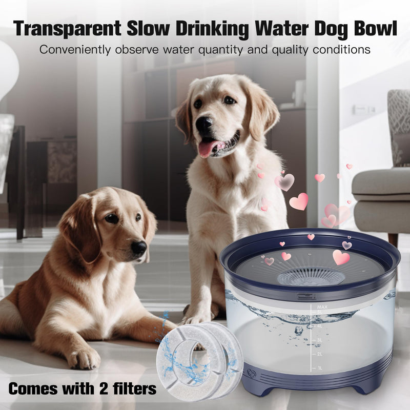 UPSKY 5.5L Dog Water Bowl,186oz Large Capacity No Spill Water Bowl for Dogs, Splash Proof Slow Water Feeder with Heightened Base, Anti-Slip Slow Drinking Pet Water Bowl for Messy Drinkers E-Blue - PawsPlanet Australia