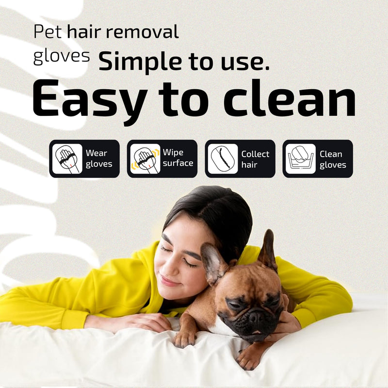 Elmrock 2 Pcs Pet Hair Removal Glove for Dogs & Cats – Newly Upgraded Reusable Five Finger Electrostatic Grooming Glove, Magic Brush Pet Hair Remover Tool for Carpet, Car Seat & Clothes