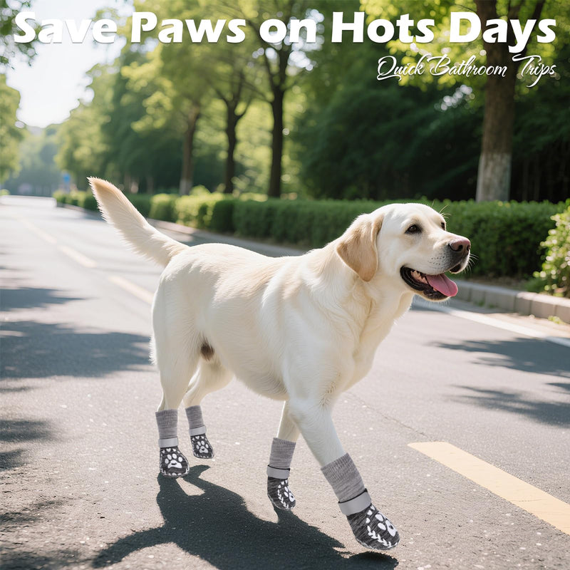 EXPAWLORER Dog Socks to Prevent Licking and Slipping, Dog Shoes for Hot Pavement, Paw Protectors for Hardwood Floors, Dog Booties for Small Medium Large Senior Large(Paw Width:3in） Grey - PawsPlanet Australia