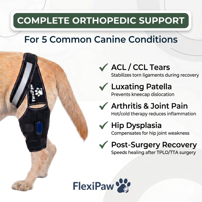 Dog Knee Brace – Rear Leg Support with Freezable Gel Pack, Removable Stabilizer Rods, Reflective Straps, for ACL/CCL Injury, Arthritis & Post-Surgery Recovery (Large)
