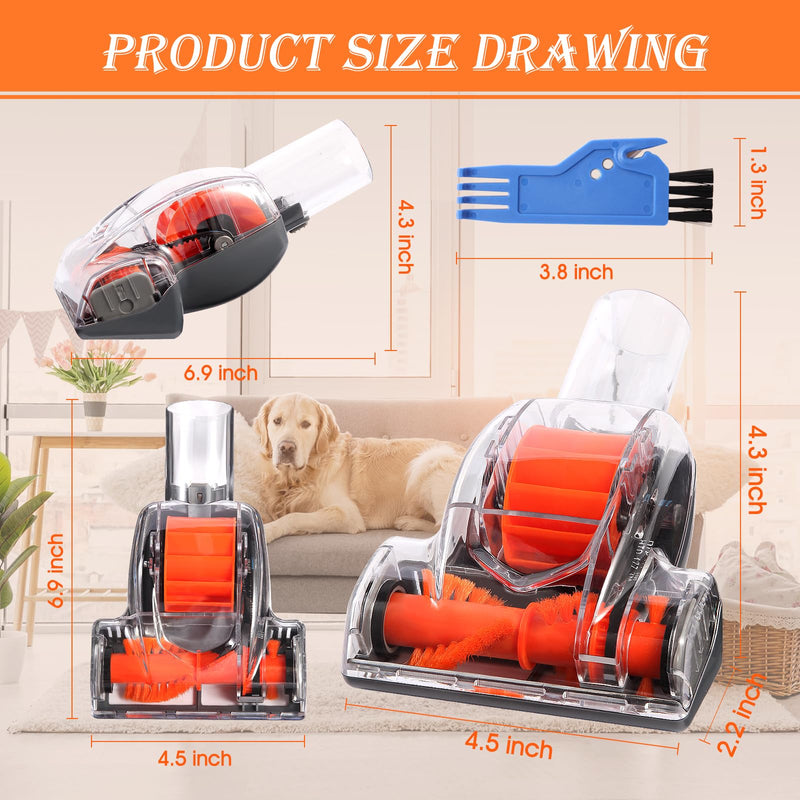 Upgraded Vacuum Pet Hair Power Brush Tool Attachment Compatible With Shark HV300 HV320 HV322 NV752 NV650 NV680 NV800 NV150 LA502 ZU560 ZU561 ZU60 AZ2001 HZ2002 UV725 Vacuum Replacement Parts Orange