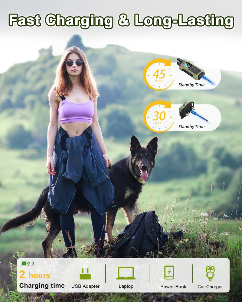 Dog Shock Collar with Remote Control, 4000FT Dog Training Collar with Beep(1-9) & Vibration(1-9) & Safe Static(1-99), IPX7 Waterproof & Rechargeable Shock Collar for Dogs All Breeds 10-120lbs - PawsPlanet Australia