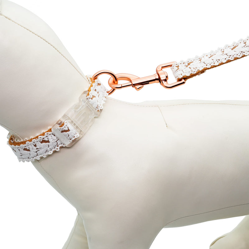 Dog Leash Cotton Lace Handmade 4-5 FT Adjustable Comfortable Unique Leashes for Small Medium Large Dogs Brown Single M