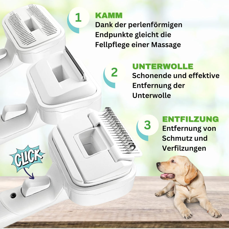 SAFE 'N CLEAN Pet Hair Brush Vacuum Cleaner Attachment Dog Brush Cat Brush Grooming Set 3-in-1 Compatible with Dyson Miele Siemens Rowenta AEG Kärcher Includes Adaptor for All Vacuum Cleaners Diameter