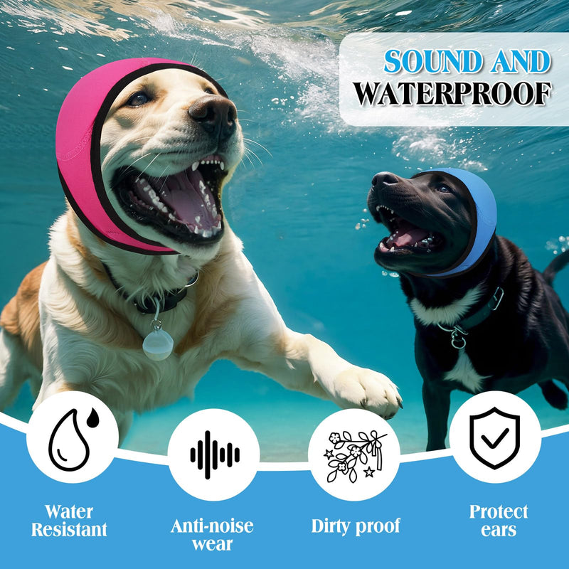 3 Pcs 3 Size Dog Ear Cover Swimming Waterproof Head Wrap for Bath and Grooming, Adjustable Dog Ear Protector, Calming Hood for Thunder, Fireworks, Anxiety