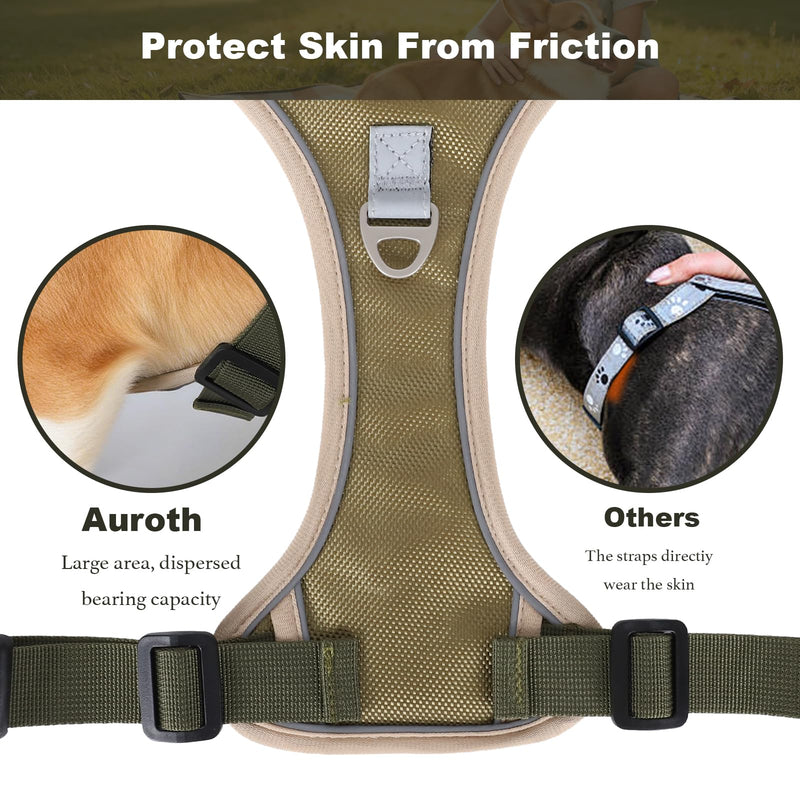 No-Pull Dog Harness for Small & Medium Dogs, Reflective Adjustable Vest with 2 Leash Attachment Points, Padded Handle for Easy Walking, Training & Outdoor Control (Khaki, S) khaki - PawsPlanet Australia