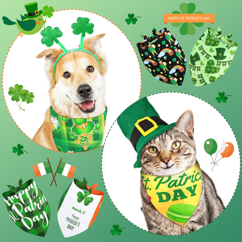 20 Pcs St. Patrick's Day Dog Bandana Pet Scarf Washable Triangle Bibs Shamrock Scarfs Adjustable Pet Triangle Washable Kerchief for St. Patrick's Day Dogs Cats (Shamrock, L) - PawsPlanet Australia