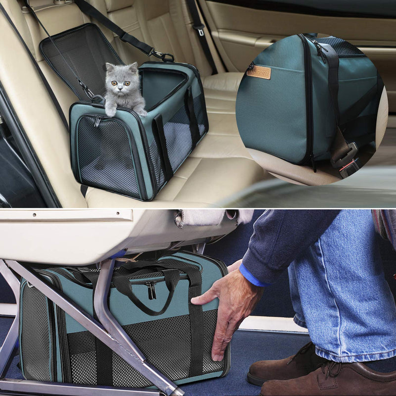 Cat Carrier - Portable Foldable Dog Pet Carrier, Soft-Sided Pet Bag up to 15 Lbs, Airline Approved Travel Puppy Carrier 17.5"L x 11.0"W x 11.0"H Blue - PawsPlanet Australia