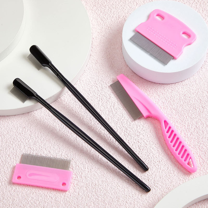5 Pieces Dog Eye Combs Tear Stain Remover Combs Pet Grooming Comb for Small Dogs Gently Removing Eye Mucus and Crust (Pink, Black) Pink, Black - PawsPlanet Australia