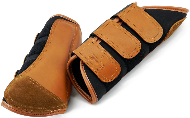Jeereal Brushing Horse Boots Equine Boots | Protective Gear and Training Equipment | Neoprene,Waterproof Cloth and Genuine Leather Made of (Brown, Cob (Medium)) Cob (Medium) Brown - PawsPlanet Australia