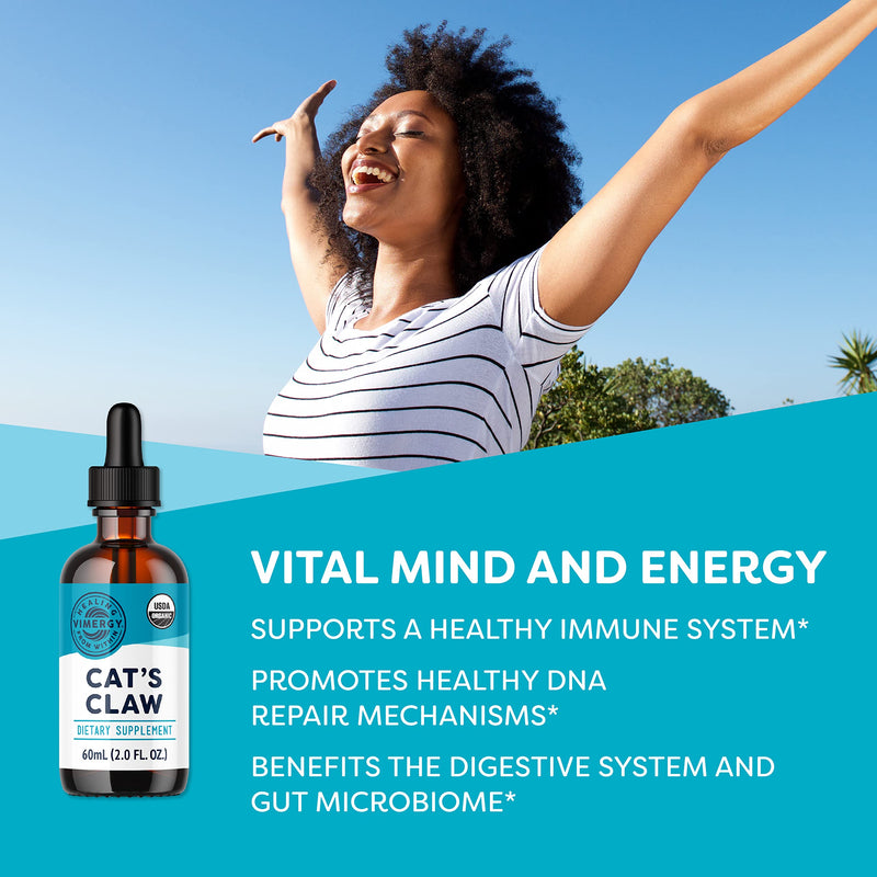 Vimergy Organic Cat’s Claw Liquid – Provides Antioxidant Support* – Benefits The Immune System* – Organic, Vegan, Gluten-Free, Non-GMO – 30 Servings (55 ml) 1.86 Fl Oz (Pack of 1) - PawsPlanet Australia