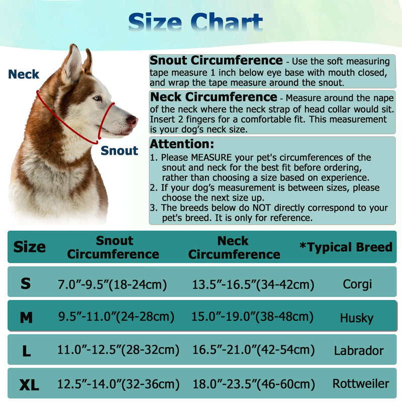 BARKLESS Muzzle Leash for Heavy Pullers, No Pull Stylish Head Halter for Small and Medium Aggressive Dogs, Gentle Dog Face Harness Stops Pet Pulling and Choking on Walks, Adjustable Head Collar Red M (Snout Cir: 9½"-11”) - PawsPlanet Australia
