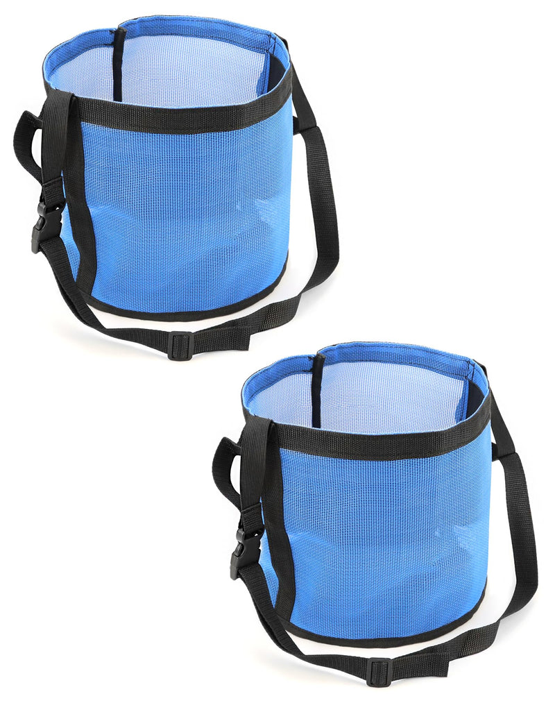 QWORK 2 Pack Horse Feed Bag for Grain - Durable Mesh Grain Feeder with Adjustable Strap, Comfortable Neck and Nose Pad Horse Muzzle Feed Bag, for Feeding Grain, Powder, Supplements, Blue 2 Pcs - PawsPlanet Australia