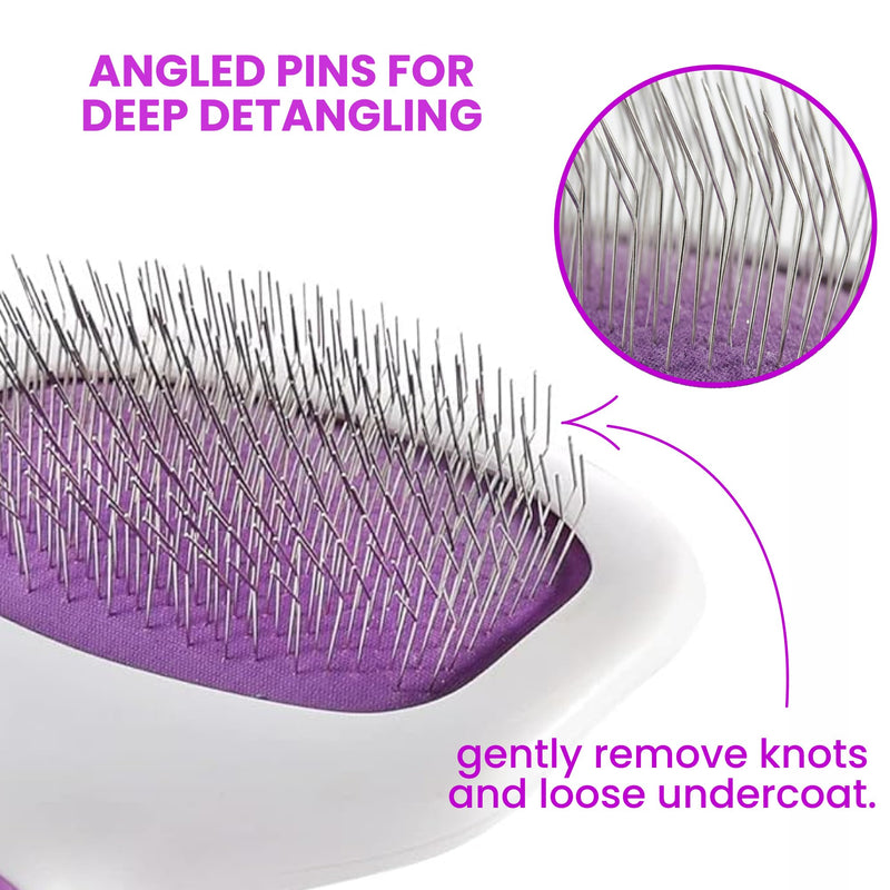 Poodle Pet Slicker Brush Large Size - For Dogs, Cats, Rabbits - Matted/Loose Fur, Knots - Suitable for Doodle/Goldendoodle Grooming and Shredding Short/Long Hair Purple