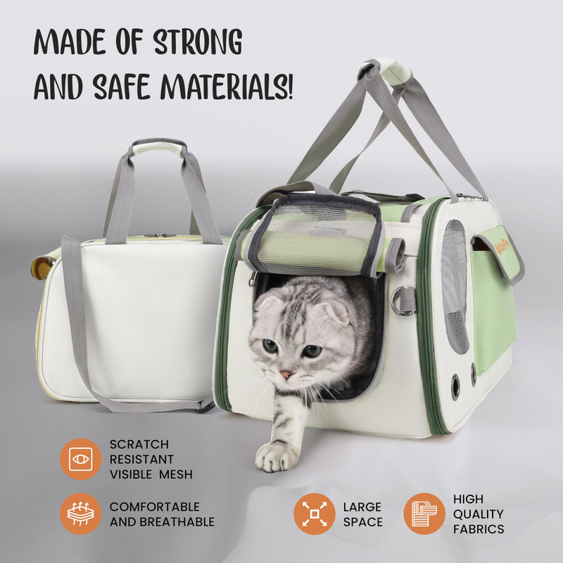 Pet Carrier, Puppy Small Dog Carrier, Cat Carrier Bag, Waterproof Premium PU Leather Carrying Handbag for Outdoor Travel Walking Hiking Shopping (Green) Green - PawsPlanet Australia