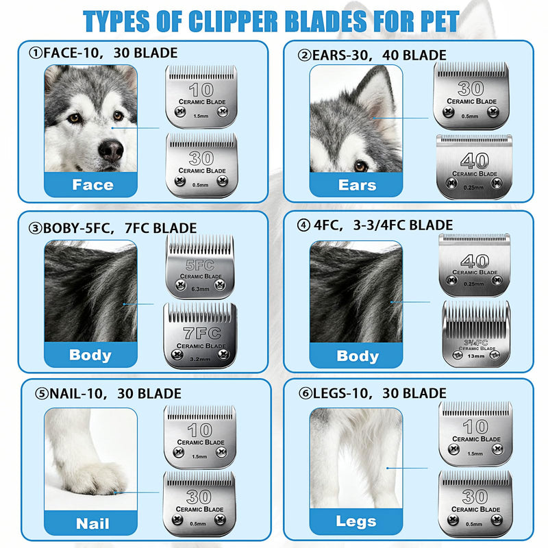 Dog Grooming Replacement Blades Compatible with Andis Dog Clipper, Dog Clipper Blades Compatible with Oster A5,Wahl KM-10 Series Dog Clipper,#10 Blades (1.5mm) Silver