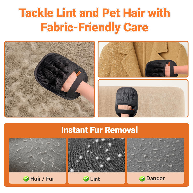 Premium Pet Hair Removal Gloves (2pcs) - Reusable Magic Brush Pet Hair Remover Tool for Laundry, Couch, Carpet, Car Seat - 5-Finger Design 2pcs - PawsPlanet Australia