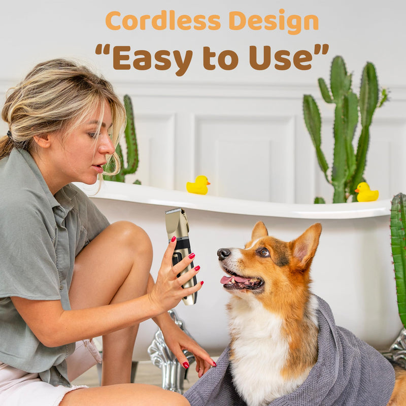 Dog Grooming Kit & Paw Trimmer-Low Noise Electric Quiet Clippers Set, Rechargeable Cordless Pet Hair Clippers for Thick Coats with Scissors & Trimmer -Professional Grooming Tools for Dogs, Cats, Pets - PawsPlanet Australia