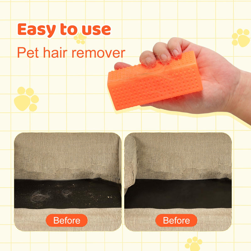 2pcs Silicone Pet Hair Brushes, Convenient Block Roller Cleaner Reusable Pet Hair Carpet Brush Portable Carpet Cleaner Roller for Furnishings Sofa Carpets Couch Bedding (Yellow & Orange) - PawsPlanet Australia