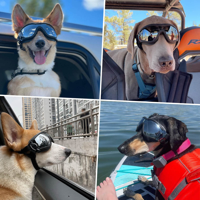 Dog Goggles Dog Sunglasses for Medium to Large Breed Anti-UV Eye Protection with Adjustable Straps- Silver - PawsPlanet Australia