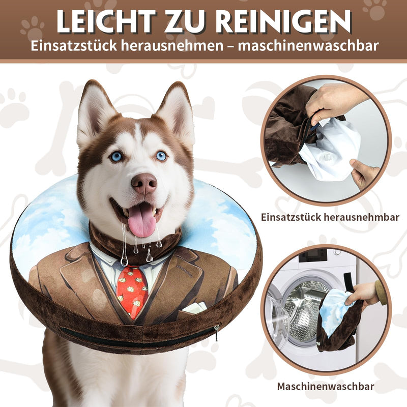 Inflatable Collar for Dogs & Cats - Soft Lick Protection Collar with Adjustable Drawstring, Ideal After Surgery or Wounds, Vision Stays Free, M Suits medium / 1